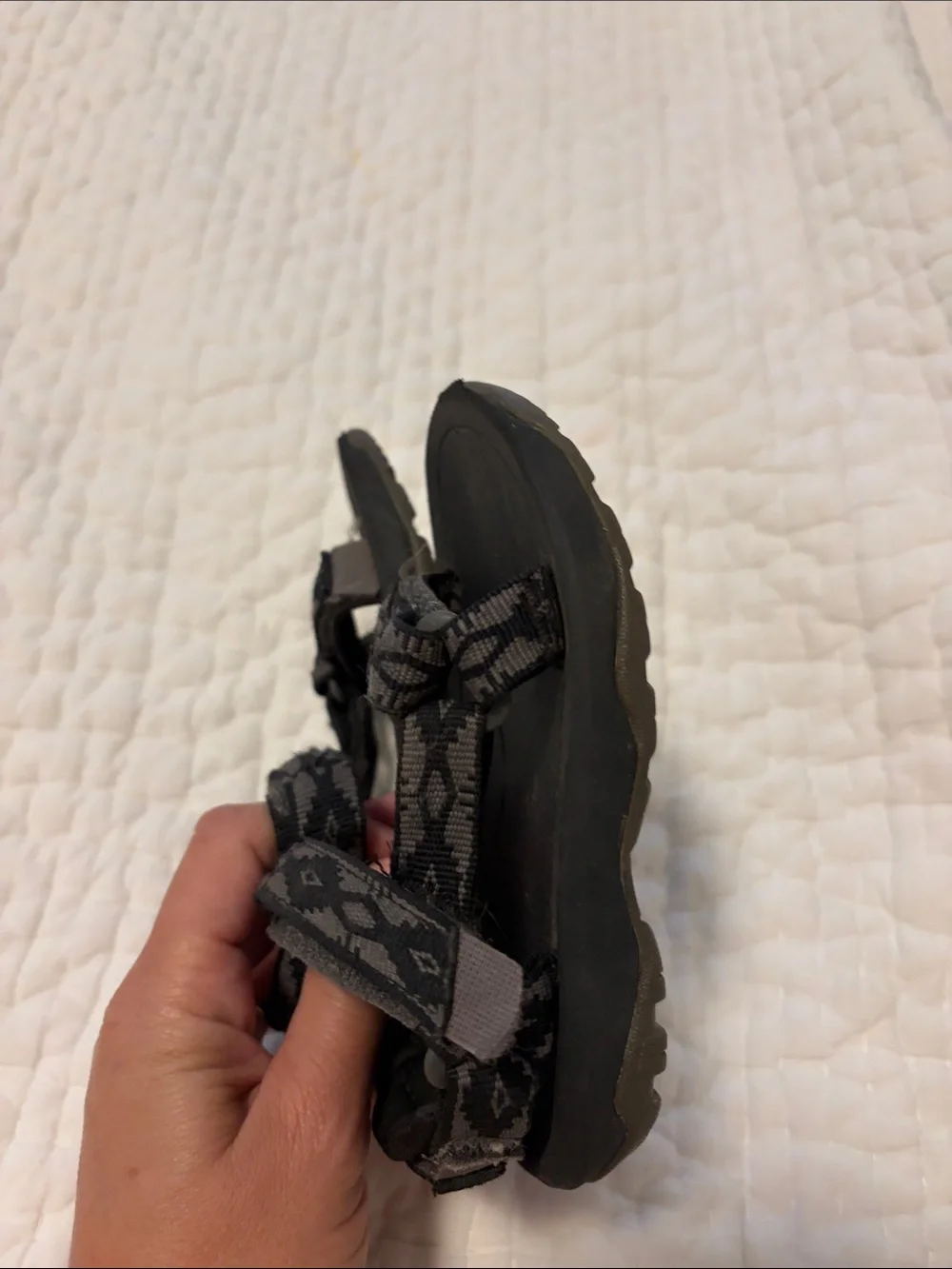 Teva Kids Black Gray Patterned Sport Sandals